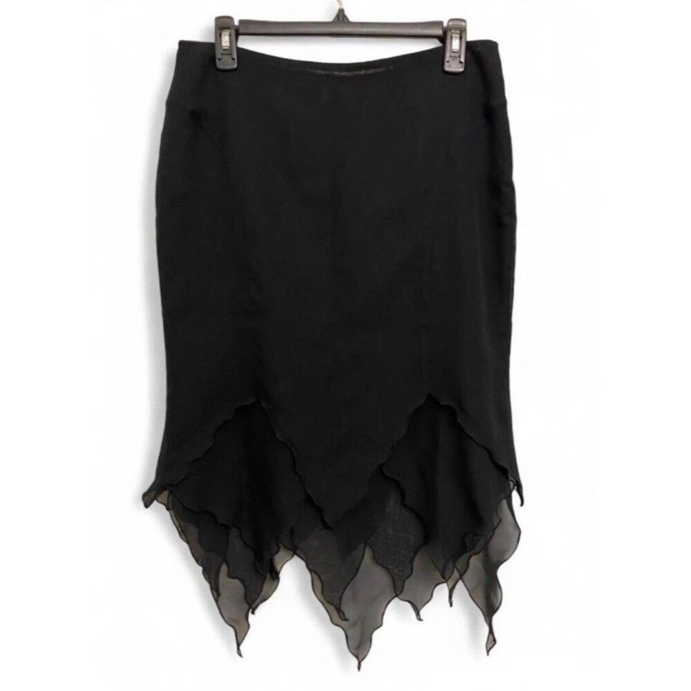 Versace Jeans Couture Midi Fairy Skirt Sz 30 Black Asymmetric Whimsygoth Y2K